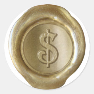 Wachs-Siegel-Monogramm - Gold - Viktorianisch $ - Runder Aufkleber