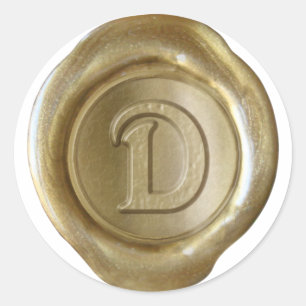 Wachs-Siegel-Monogramm - Gold - viktorianisches D Runder Aufkleber