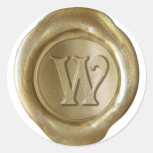Wachs-Siegel-Monogramm - Gold - viktorianisches W Runder Aufkleber
