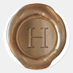 Wachs Siegel Monogramm - Kupfer - Serif H - Runder Aufkleber