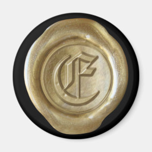 Wachs-Siegel-Monogramm-Magnet - Gold - altes Magnet