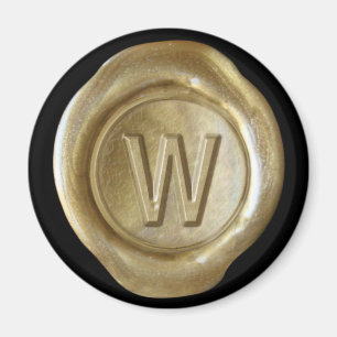 Wachs-Siegel-Monogramm-Magnet - Gold - Fetter Stil Magnet