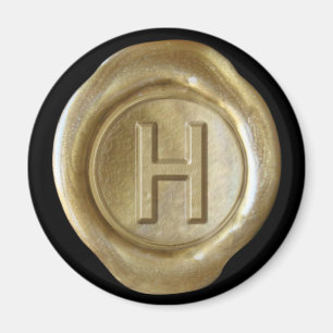 Wachs-Siegel-Monogramm-Magnet - Gold - Fetter Stil Magnet