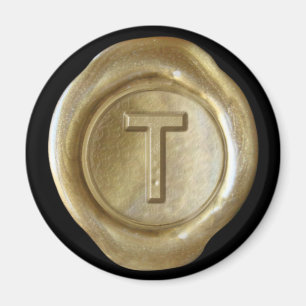 Wachs-Siegel-Monogramm-Magnet - Gold - mutige Art Magnet
