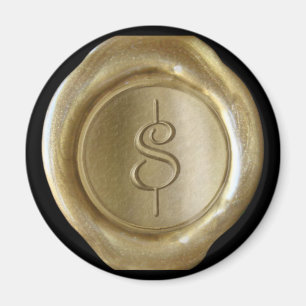 Wachs-Siegel-Monogramm-Magnet - Gold - Schreibschr Magnet
