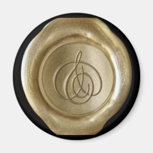 Wachs-Siegel-Monogramm-Magnet - Gold - Schreibschr Magnet