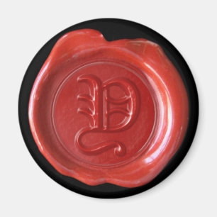 Wachs-Siegel-Monogramm-Magnet - Rot - Altenglisch Magnet