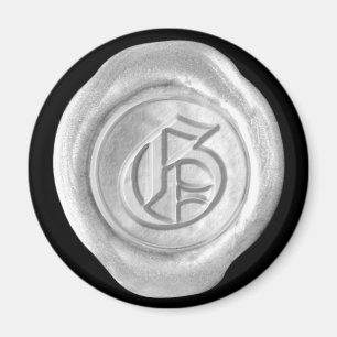 Wachs-Siegel-Monogramm-Magnet - Silber - Altenglis Magnet