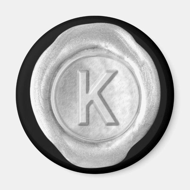 Wachs-Siegel-Monogramm-Magnet - Silber - Fetter St Magnet (Vorne)