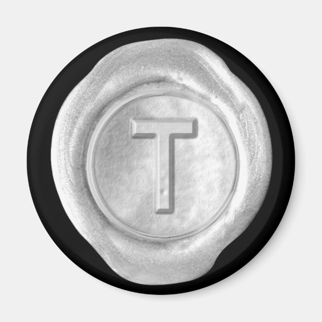 Wachs-Siegel-Monogramm-Magnet - Silber - Fetter St Magnet (Vorne)