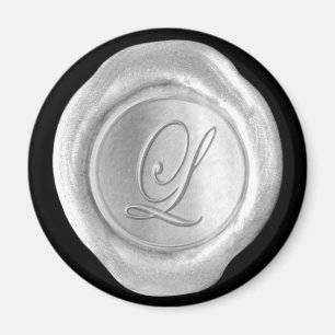 Wachs-Siegel-Monogramm-Magnet - Silber - Schreibsc Magnet