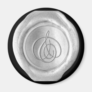 Wachs-Siegel-Monogramm-Magnet - Silber - Schreibsc Magnet