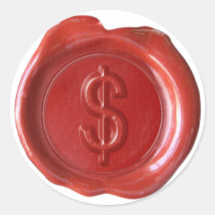 Wachs-Siegel-Monogramm - Rot - Bold $ - Runder Aufkleber