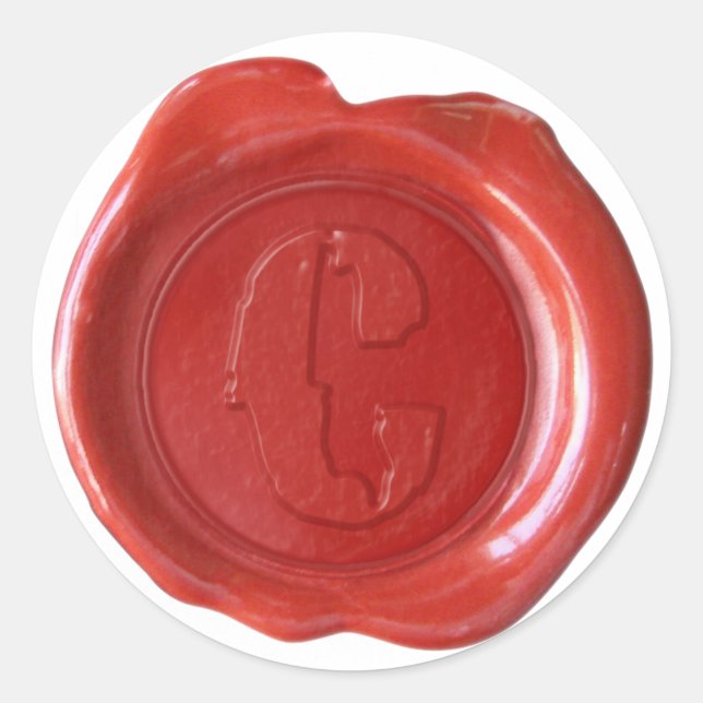 Wachs Siegel Monogramm - Rot - Boulder C - Runder Aufkleber (Vorderseite)