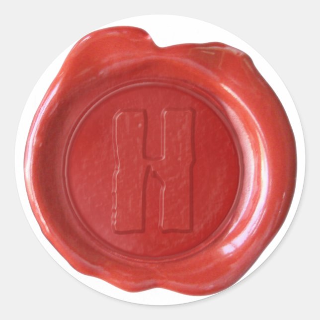 Wachs Siegel Monogramm - Rot - Boulder H - Runder Aufkleber (Vorderseite)