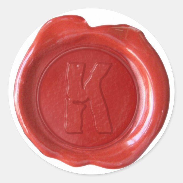 Wachs Siegel Monogramm - Rot - Boulder K - Runder Aufkleber (Vorderseite)