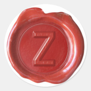 Wachs Siegel Monogramm - Rot - Fett Z- Runder Aufkleber
