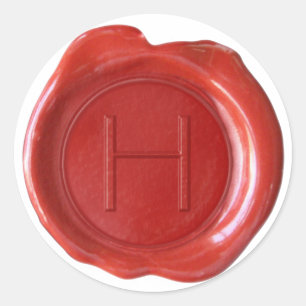 Wachs-Siegel-Monogramm - Rot - ModernSlim H - Runder Aufkleber