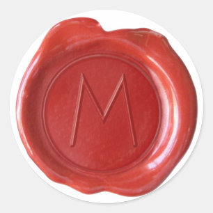 Wachs-Siegel-Monogramm - Rot - ModernSlim M - Runder Aufkleber