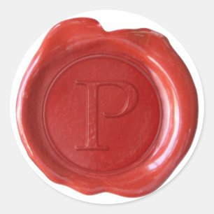 Wachs Siegel Monogramm - Rot - Serif P - Runder Aufkleber