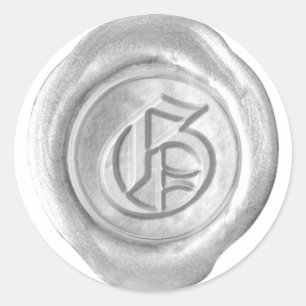 Wachs Siegel Monogramm - Silber - Altenglisch G - Runder Aufkleber