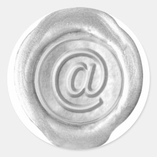 Wachs-Siegel-Monogramm - Silber - Bold @ - Runder Aufkleber