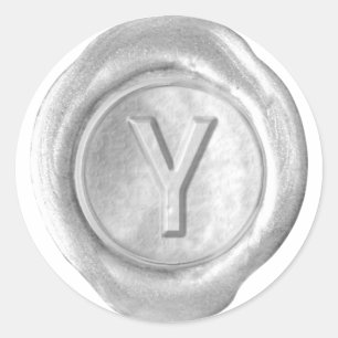 Wachs Siegel Monogramm - Silber - Fette Y - Runder Aufkleber