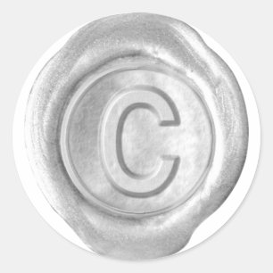 Wachs-Siegel-Monogramm - Silber - Fettes C - Runder Aufkleber