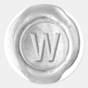 Wachs Siegel Monogramm - Silber - Fettes W - Runder Aufkleber