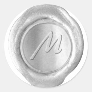 Wachs-Siegel-Monogramm - Silber - Künstlerischer S Runder Aufkleber