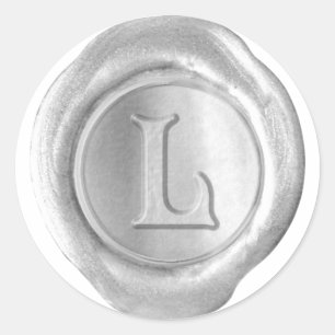 Wachs-Siegel-Monogramm - Silber - viktorianisch L Runder Aufkleber