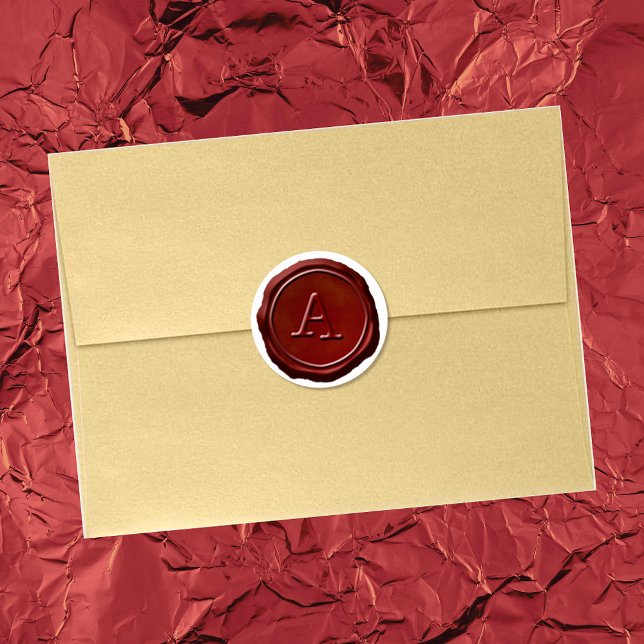 Wachs Siegel Red Monogram Intial Runder Aufkleber (Von Creator hochgeladen)