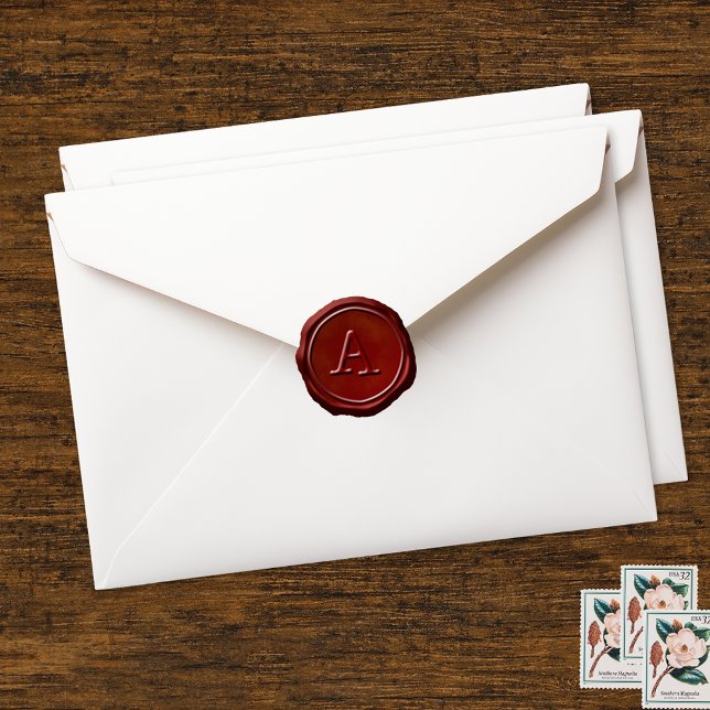 Wachs Siegel Red Monogram Intial Runder Aufkleber (Von Creator hochgeladen)