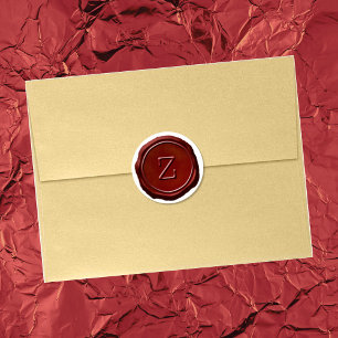 Wachs Siegel Red Monogram Z Initial Runder Aufkleber