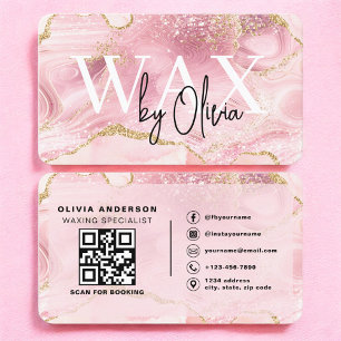 Wachs-Spezialist Esthetikerin Pink QR-Code  Visitenkarte