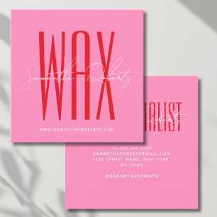 Wachs-Spezialist moderne Typografie Schrift rosa Quadratische Visitenkarte