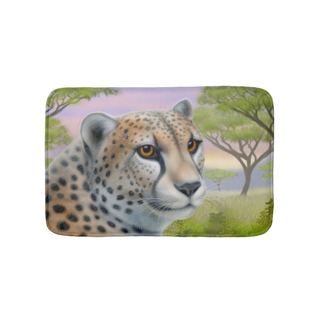 Wachsame afrikanische Gepard-Katzen-Bad-Matte Badematte (Vorderseite)