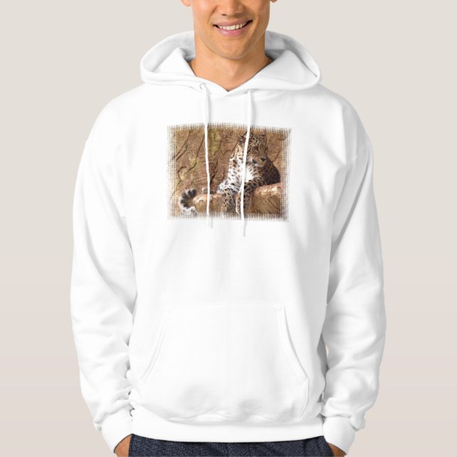 Wachsamer Leopard-mit Kapuze Sweatshirt (Vorderseite)