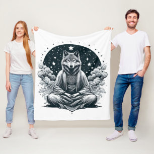 Wachsamer Wolf Fleecedecke