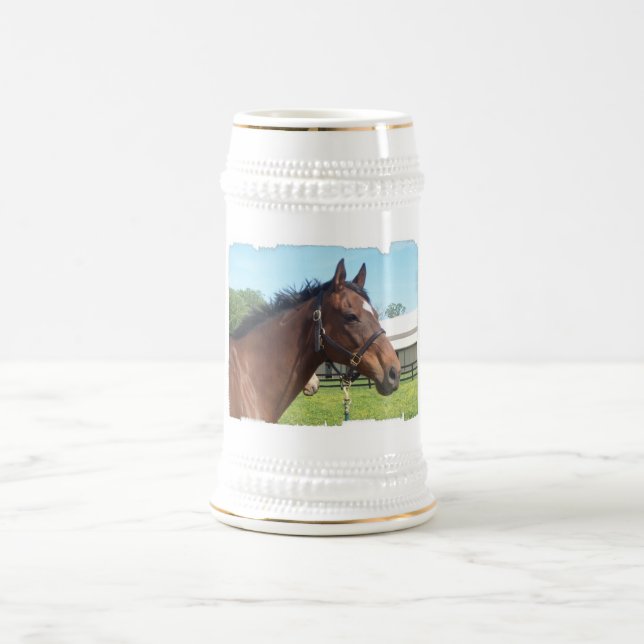 Wachsames arabisches Pferdebier Stein Bierglas (Mittel)