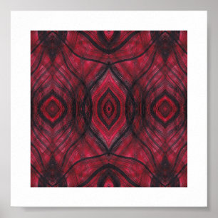 Wachsamkeit Rote Abstrakte Aquarell-Kunst Poster