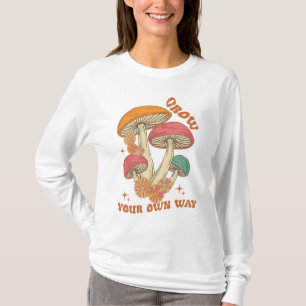 Wachse auf deine eigene Art Retro-Pilz & Blume T-Shirt