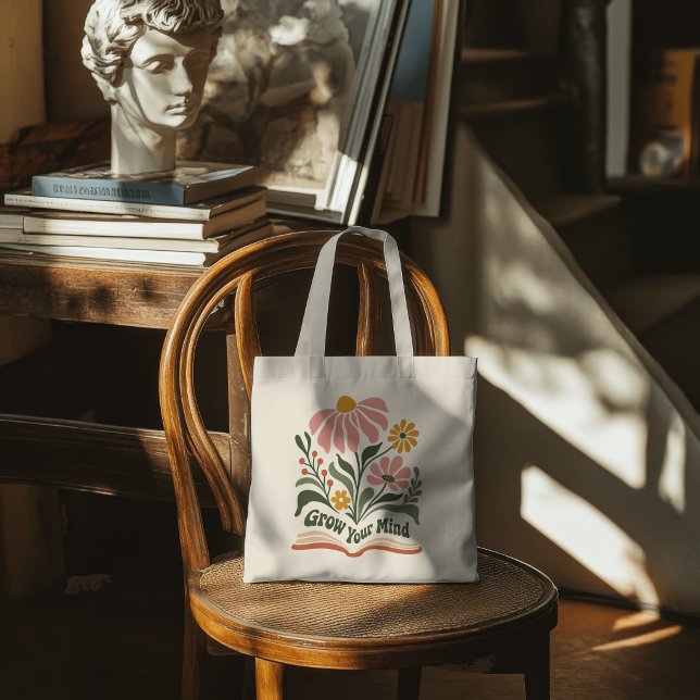 Wachse Deinen Geist Florales Buch Tragetasche (Von Creator hochgeladen)
