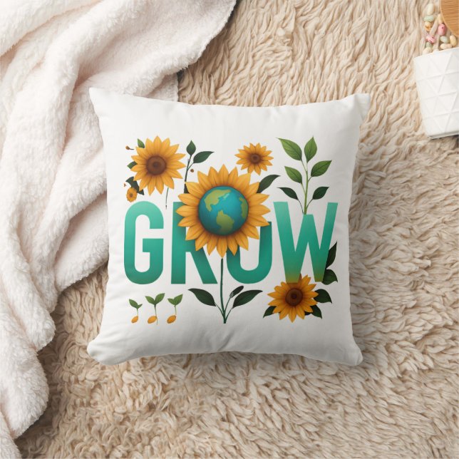 Wachse Erde Sonnenblume Öko-Design Kissen (Decke)