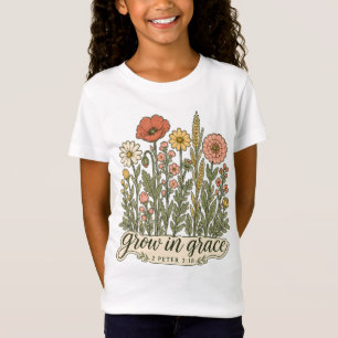 Wachse in Gnade - Christliches florales Bibelvers- T-Shirt