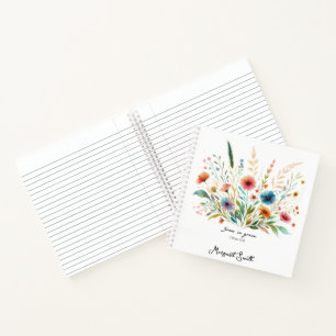 Wachse in Gnade floral personalisiert Notizbuch