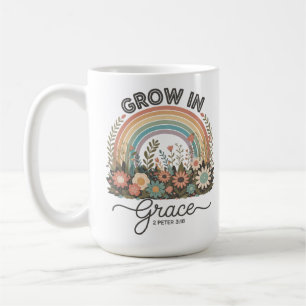 Wachse in Gnade Regenbogen-Blumen-Christlich Kaffeetasse