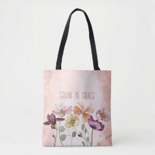 Wachse in Gnade Wasserfarben-Blumen-Monogramm