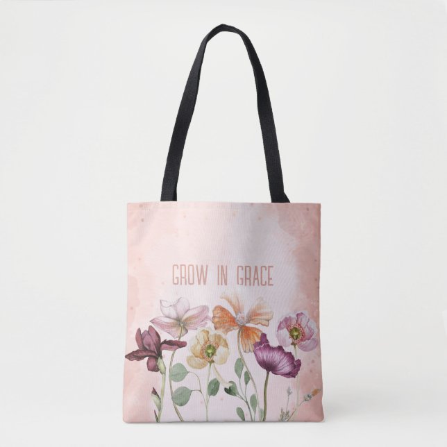 Wachse in Gnade Wasserfarben-Blumen-Monogramm (Vorderseite)