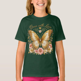 Wachse mit Liebe Gold Schmetterling Floral Kinder  T-Shirt